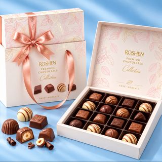 Bombones con chocolate caja blanca