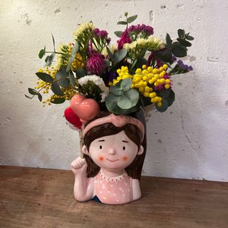 JARRON ROMANTICO ROSA CON ADORNO FLORAL