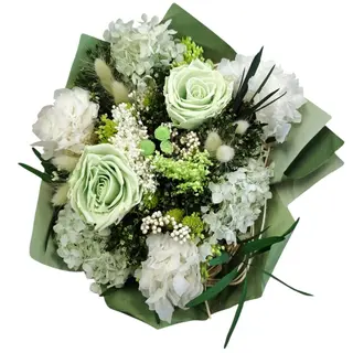 Ramo flor seca verde y blanco