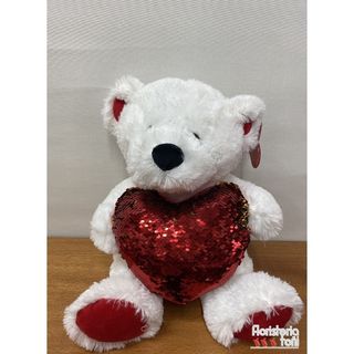 Oso peluche con corazón lentejuelas doble