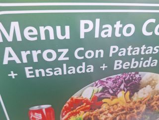 Menú plato kebab con arroz