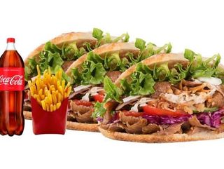 Oferta 3 Kebab + Patatas +coca cola1L.
