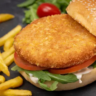 Hamburguesa De Pollo con patatas