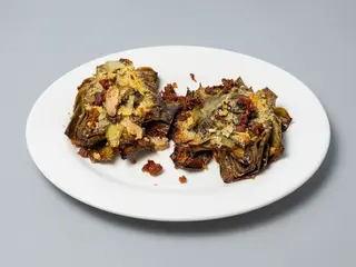 Alcachofas confitadas con Jamón Y Parmesano
