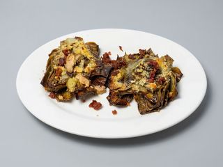 Alcachofas confitadas con Jamón Y Parmesano