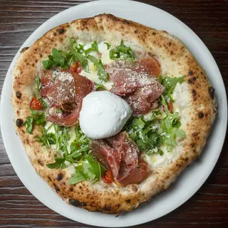 Pizza Jamón Serrano y Mozzarella de Bufala Campana DOP