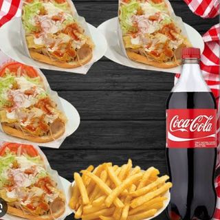 (4und) Pan Pita+Patatas+Refresco2L