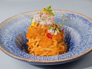 PESTO ROSSO E GAMBERI
