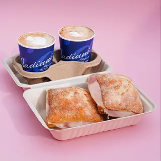 2 cafés + 2 entrepans: el combo perfecte