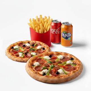Combo Pizzas Pequeñas (2 Uds.) 2 bebidas