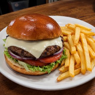 Hamburguesa clásica + patatas fritas 