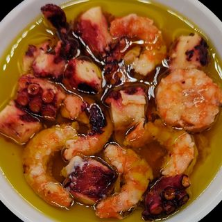 Pulpo con Gambones en frasco cristal 240 grs