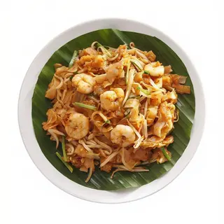 Char kuey teow con gambas