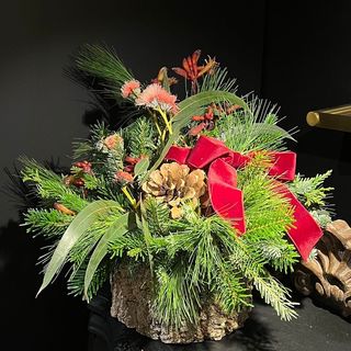 Centro de mesa navideño natural