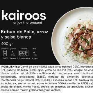 Kebab de Pollo con arroz y salsa blanca 400 gr