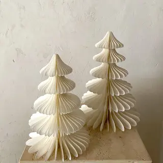 Conjunto árboles Navidad papel blanco