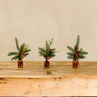 Conjunto 3 mini jarrones Navidad rojo