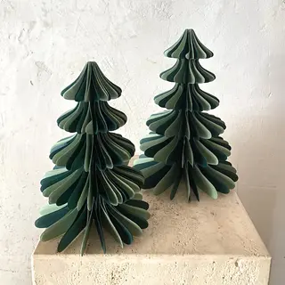 Conjunto árboles Navidad papel verde