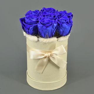 Cajita 6 rosas azules preservadas