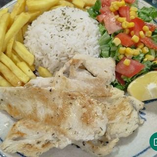 Menú de filete de cerdo a la plancha.