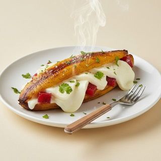 Plátano Maduro Con Queso Y Bocadillo