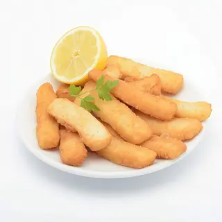 Tiras de calamar rebozada con patatas
