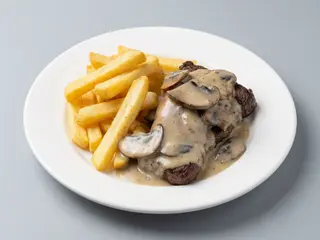 Entrecot con salsa de champiñones