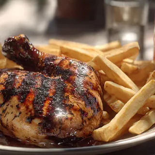 MEDIO POLLO A LA BRASA CON PATATAS