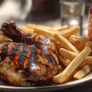 CUARTO DE POLLO+MEDIARACIÓN DE PATATAS FRITAS