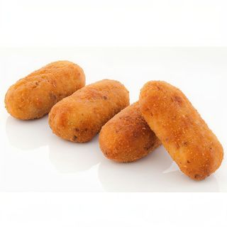 Croqueta de longaniza, trompetillas y trufa