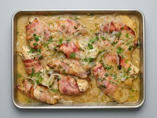 Solomillo de pollo con baicon 