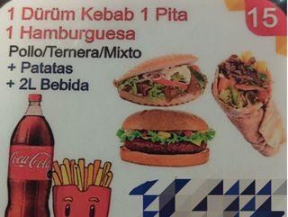 1 duram,1 pitta, y 1 hamburguesa
