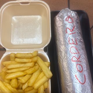Menu durum de Cordero y verdura y salsa kebab