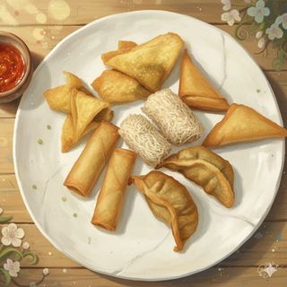 N5.Gyozas de Pollo Frito 3u ➕Gyozas de Verduras Fritas 3u