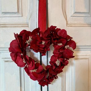 Corazón hortensias preservadas