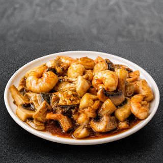 Gambas con champiñones