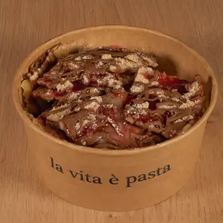 Raviolis de Nutella con sirope de frutos rojos