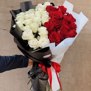 Pure Devotion – 51 Red Roses & White Roses