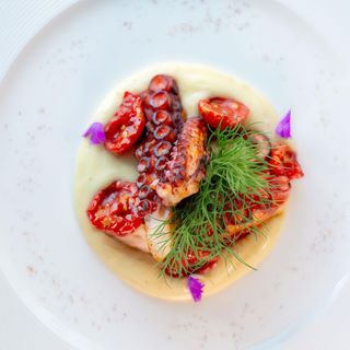 Pulpo Y Puré De Patatas Con Tomates Secos