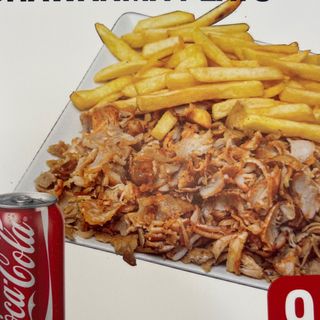 Shawarma Plato + Patatas + Coca-Cola Sabor Original lata 330ml.