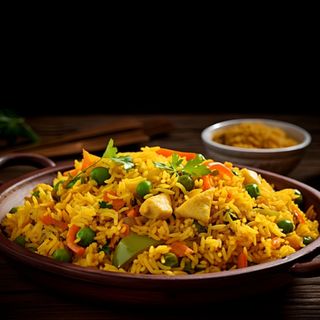 Arroz frito con pollo al curry 鸡肉咖哩炒饭