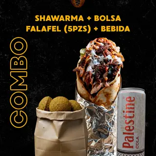 Menú Shawarma + falafel bolsa (5pzs) + Bebida