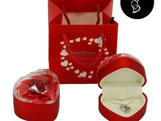 Caja corazón rosa eterna roja y colgante