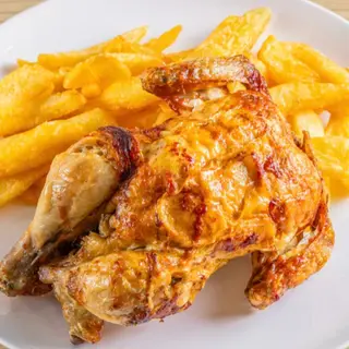 2 pollos patatas fritas grande pan