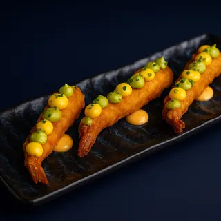 Trio de llagostins Karaage