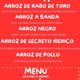 Menú Paella  para 1 （De lunes a viernes )