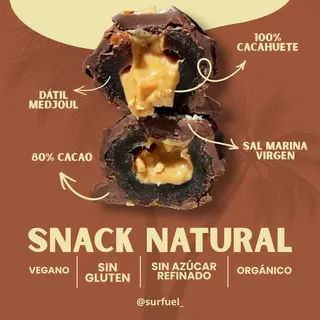 Dátiles con cacao y crema de cacahuete