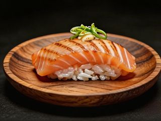 Nigiri De Salmón Flameado Con Spicy Mayo Y Teriyaki (2U)