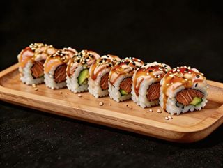 Salmon Cocido Con Aguacate cubierto de  Salmón Flameado (8U)