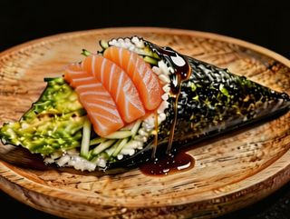 Temaki De Salmón Con Aguacate Y Pepino  (1u)